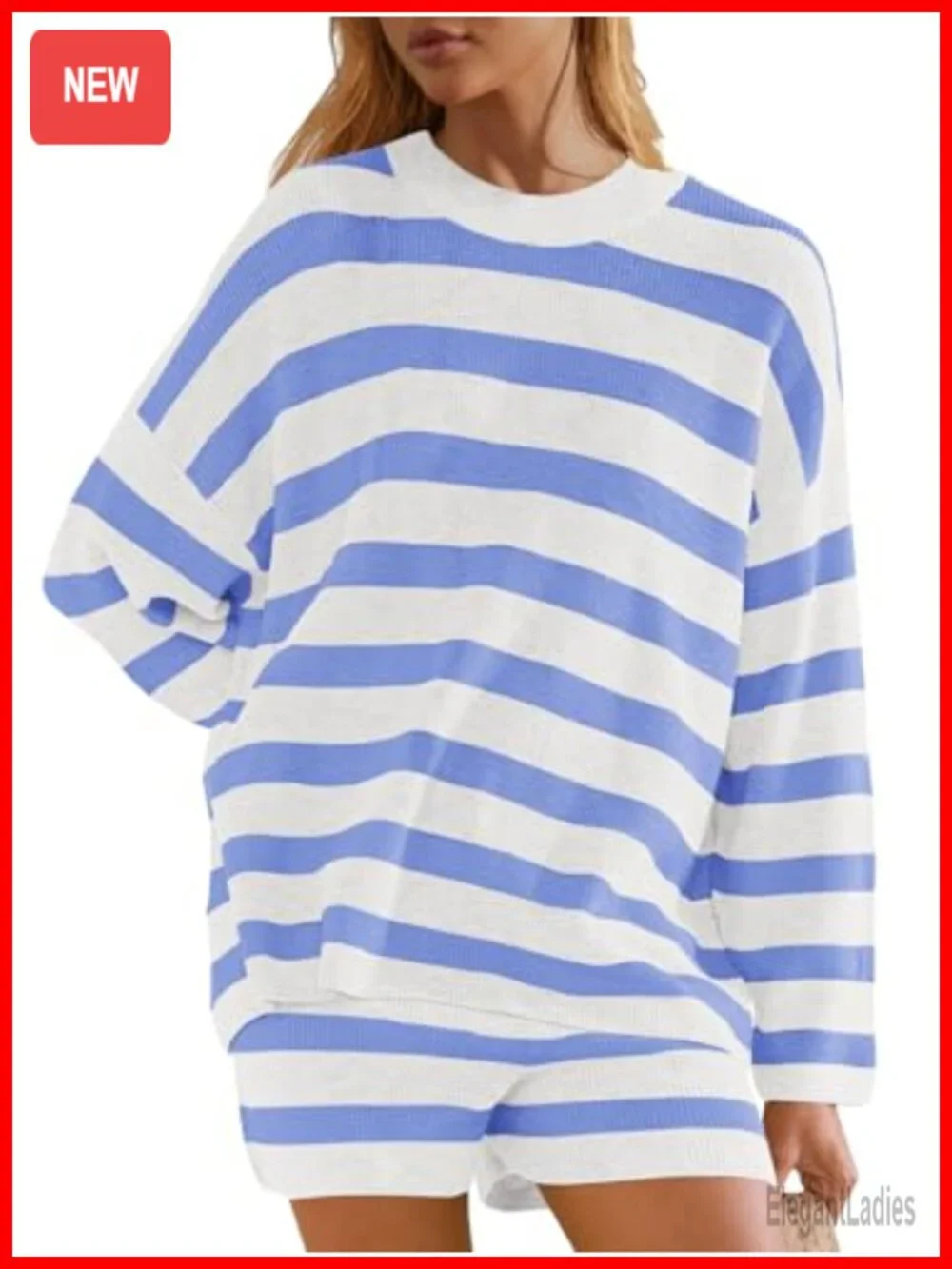 Long Sleeve Sweater Top and Shorts Lounge Set Matching Pajamas Oversized